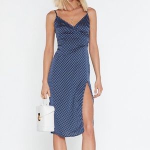 Nasty Gal Navy Blue Polka Dot Dress